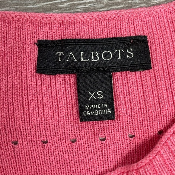 Talbots Cap Sleeve Bateau Neckline Sweater Ribbed Pointelle XS - Picture 8 of 12
